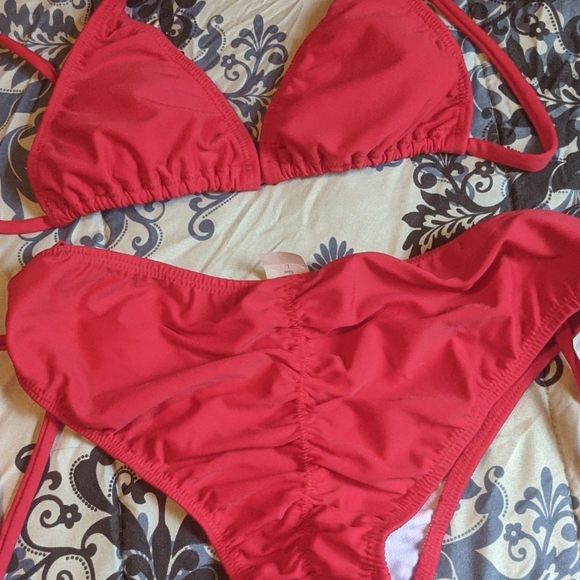 Ava red bikini set medium top large bottom - Picture 2 of 5